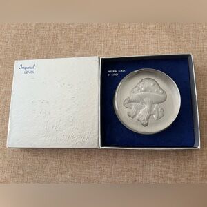 Imperial glass by Lennox clear paperweight with frosted mushroom pattern.